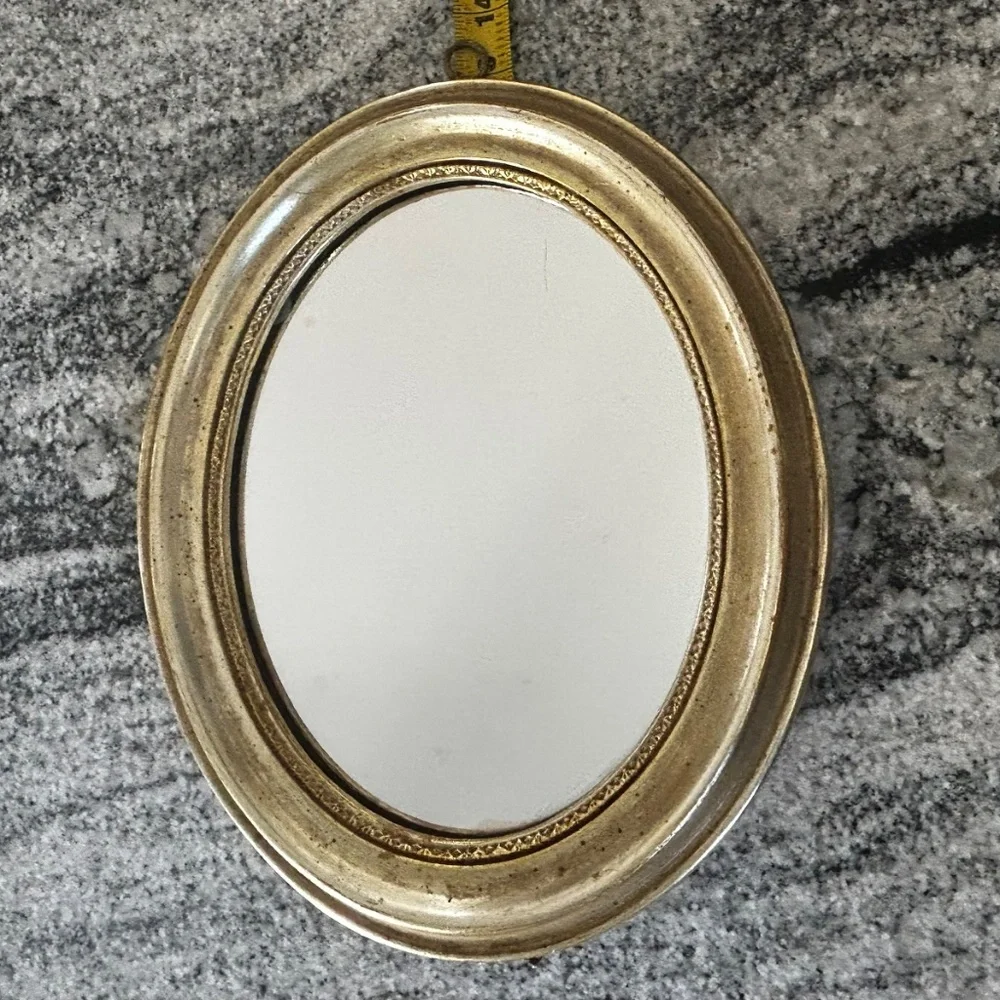 Vintage Borghese Gilt Oval Mirror: Italian Wall Hanging Foyer Decor